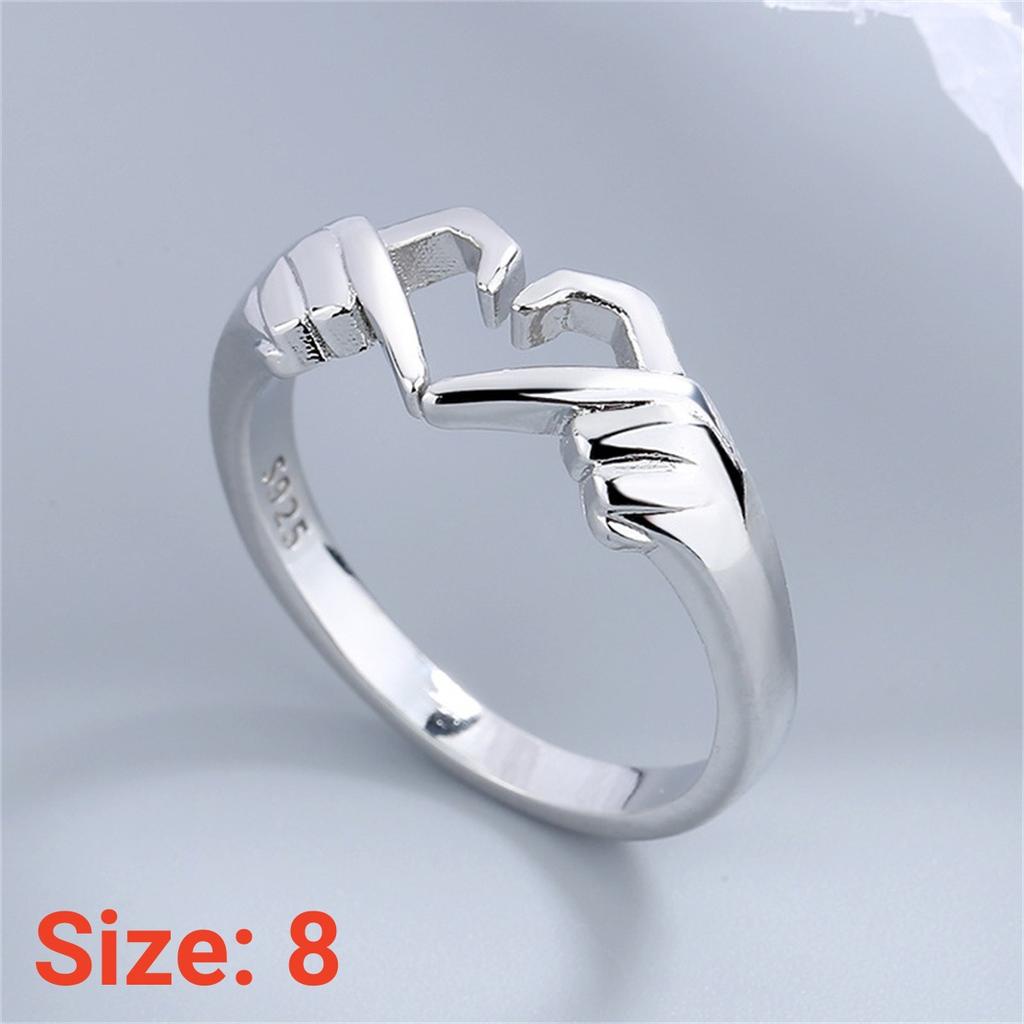 Romantic Love Heart Hand Hug Rings For Women I Love You Forever Punk Gesture Wedding Band Finger Ring Anniversary Couple Jewelry