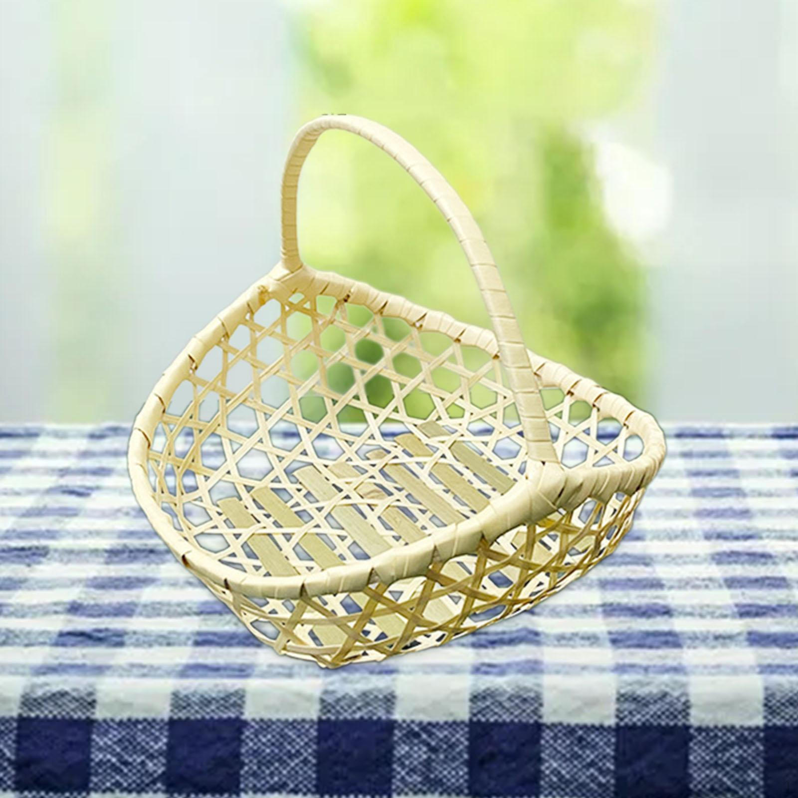 Бамбуковая плетеная корзина для фруктов поднос для хранения хлеба сервировочный поднос для еды Large 846₽