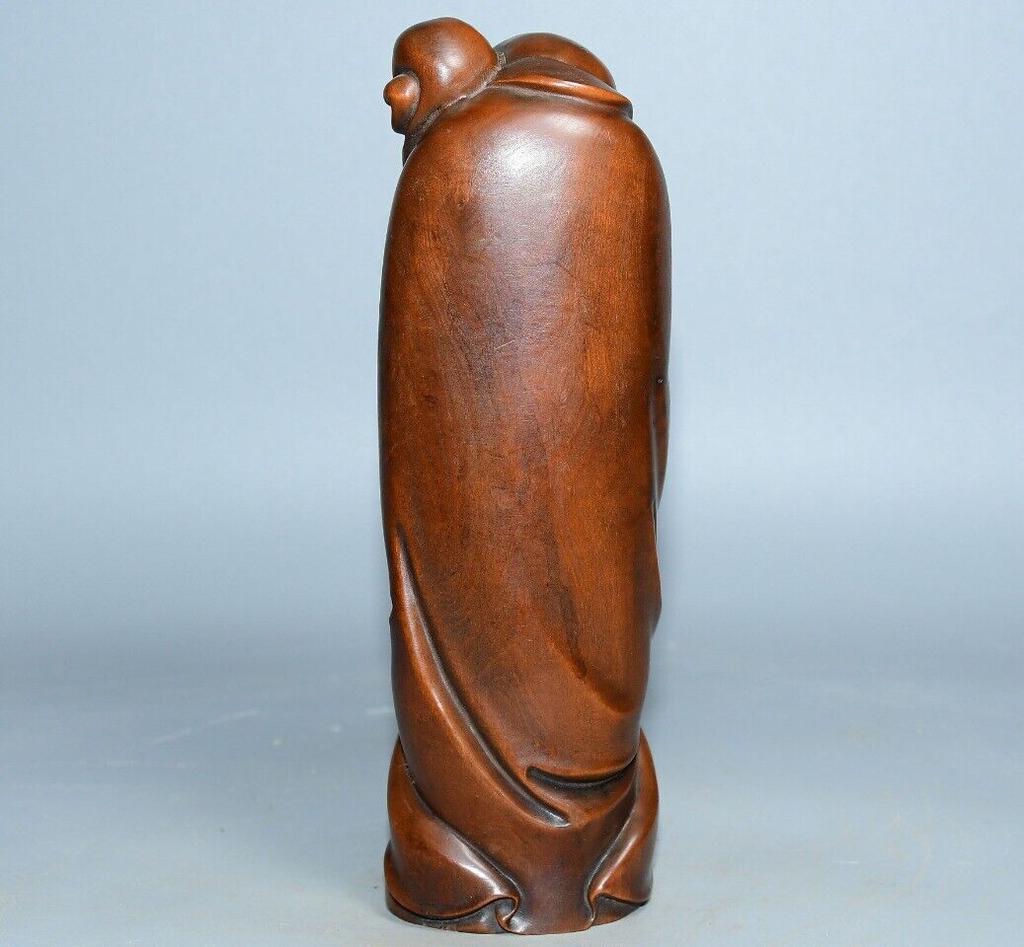 China Antique Boxwood Carved Ruyi Arhat Buddha Statue Home Decor Nice Figurines