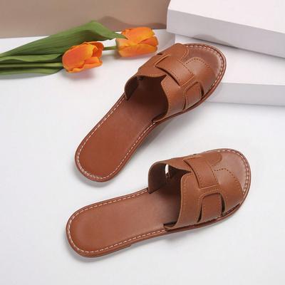 2025 New Women's Flat Sandals Exposed Casual Beach Shoes for Comfortable Slippers Indoors and Outdoors