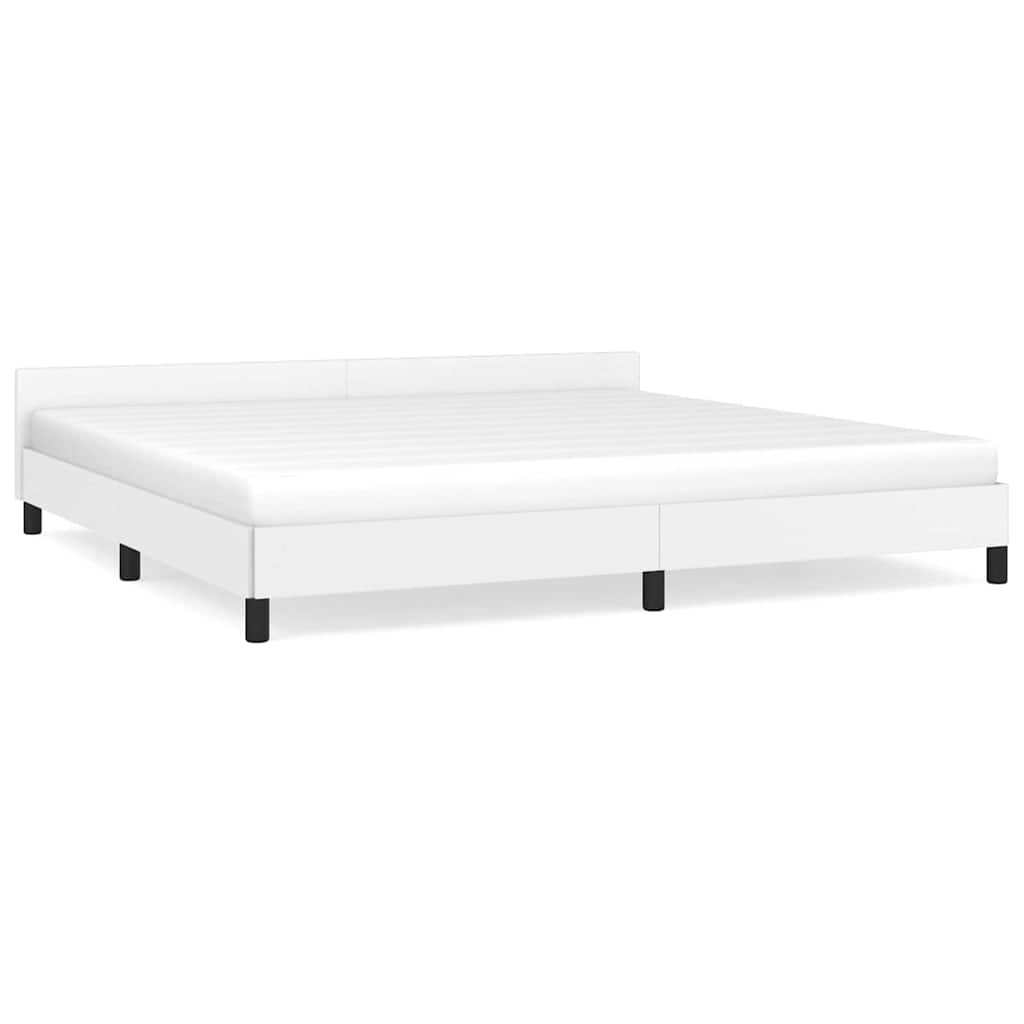 Bed Frame with Headboard Without Mattress White 200x200 cm