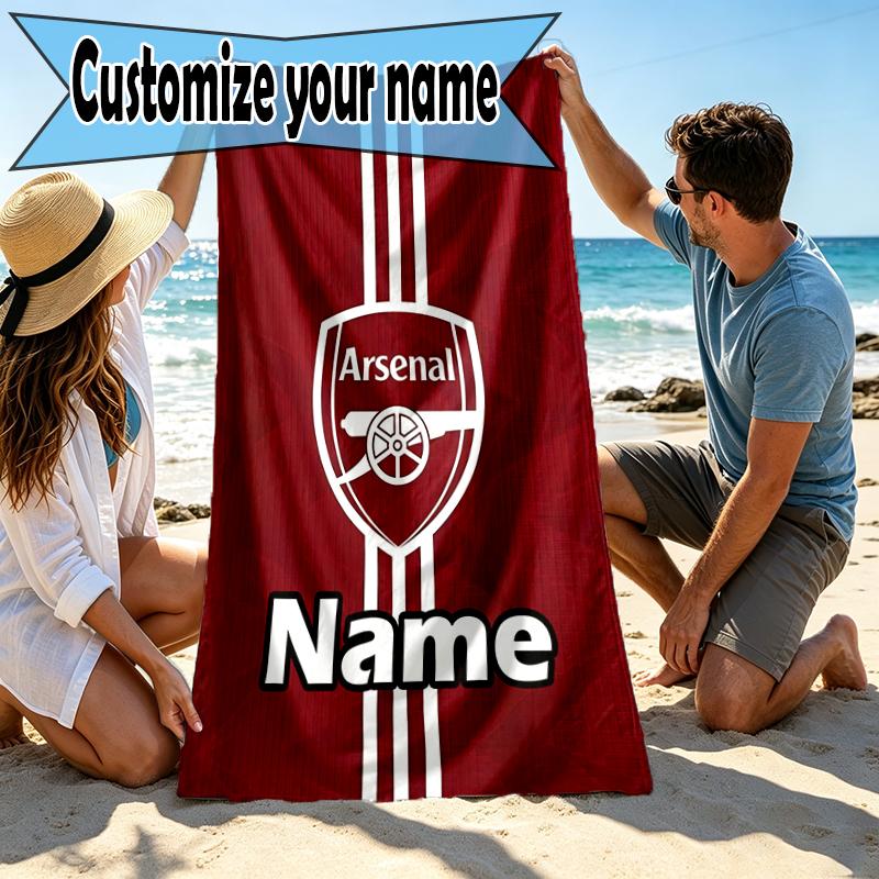 Custom Name Personalized Football Team F.C Print Beach Towel, for Trip Camping Beach Party Home Decor, Birthday Gift for Family & Friends