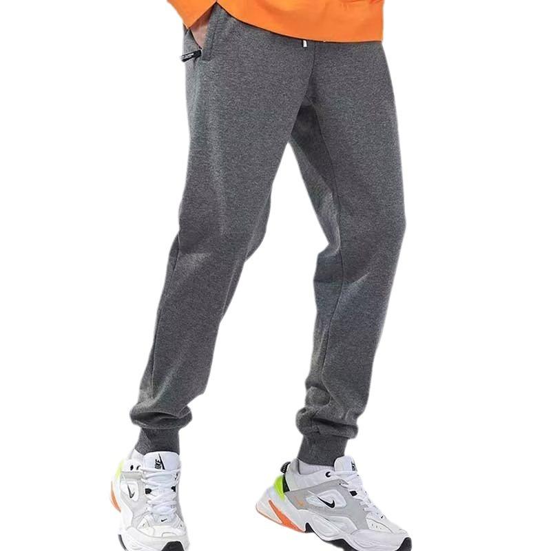 Casual pants men's fleece thickened sweatpants spring, autumn and winter trend sweatpants tied feet straight thermal trousers men