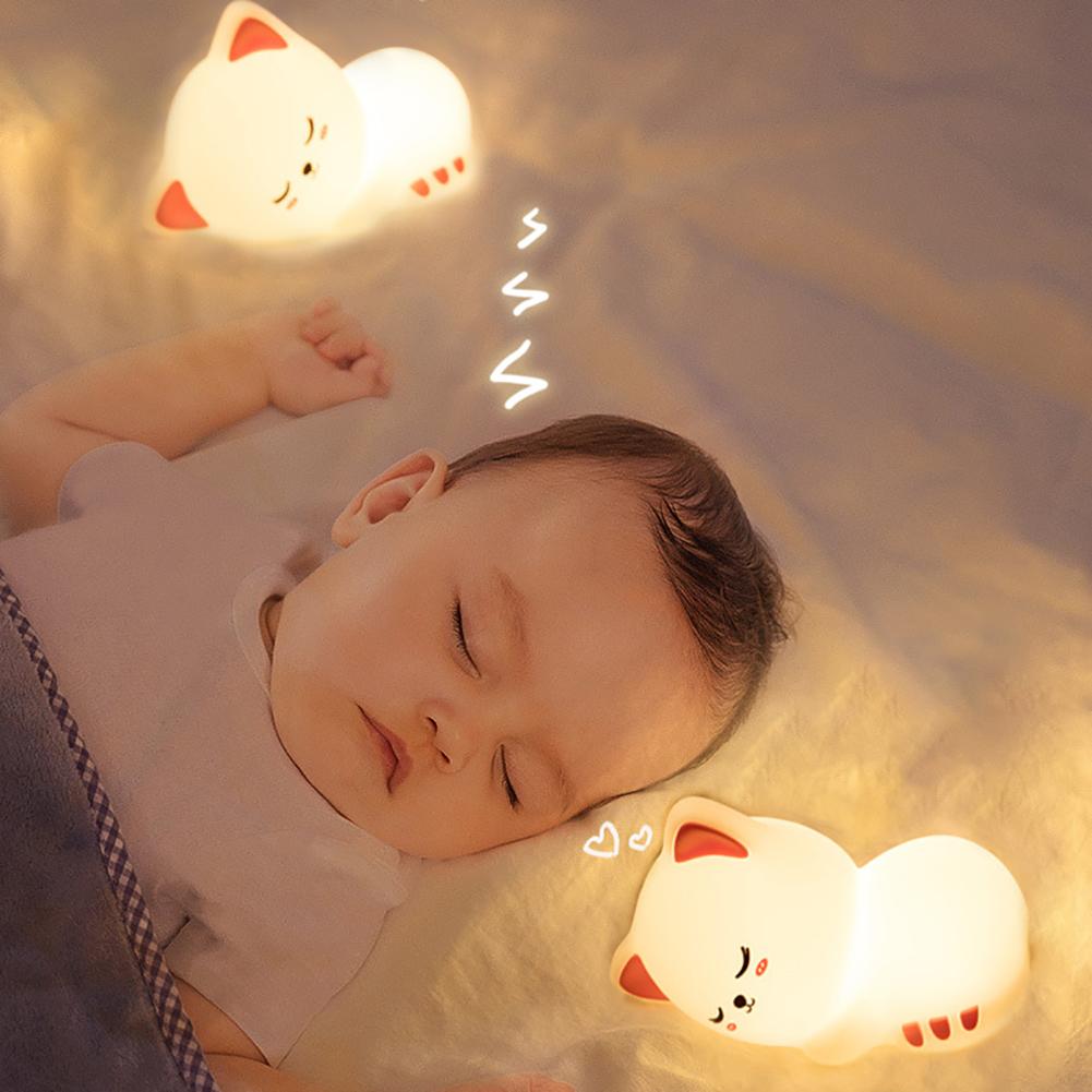 Touch LED Cat Night Light Remote Control For Kid Children USB Rechargeable Silicone nightligh Child Cat Lamp for Birthday Gift
