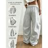 Dames Color Block Gestreepte Sneldrogende Gebogen Broek, Hoge Taille Losse Wijde Pijp Casual Sportbroek