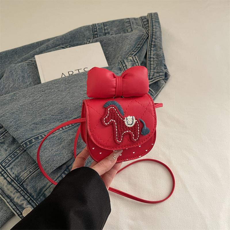 Single-shoulder Bag Bowknot Girls Children Mini Crossbody Bag Sweet Cute Fashionable All-matching Simple Casual красный