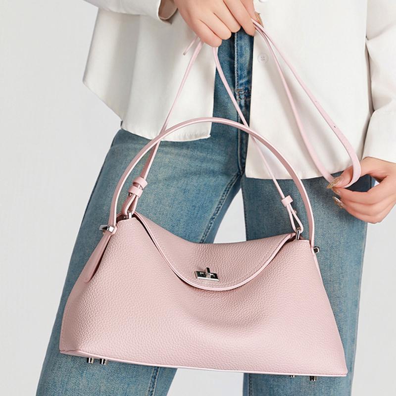 Korean Genuine Leather Trendy Crossbody Bag Solid Color Magnetic Buckle High-quality Flip Top Handbag Leisure Shoulder Tote Bag