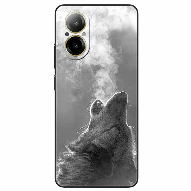 For Realme C67 4G Case Animals Painted Black TPU Silicone Soft Bumpers for RealmeC67 4G C 67 RMX3890 Phone Covers Wolf Cool Bags