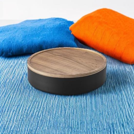 Yamazaki Jitsugyo Storage Case with Lid Round Brown RIN RIN Lid Converts Into a Tray Storage Box 5800 (Yamazaki) Approx. W22.2XD22.2XH6cm