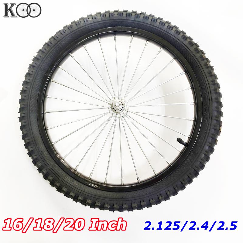 16/18/20 Inch Bike Wheel Black Thicken Steel Wheel Front/Rear 2.125/2.4/2.5 Kids Bike Wheel Set With Anti-skid Tire Customized 16x2.125 Front