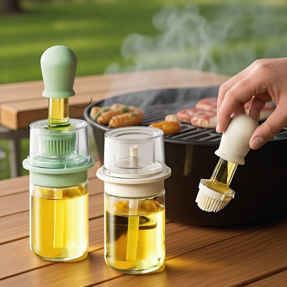 Heat Resistant Oil Dispenser Bottle 2 in 1 Oil Brush Bottle Measuring Oil Bottle Kitchen