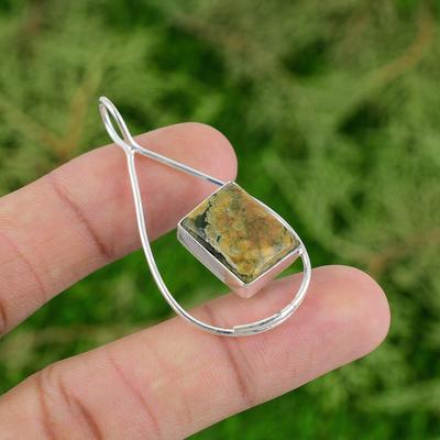 Thanks Giving Day Sale Natural Rhyolite 925 Sterling Silver Boho Pendant Jewelry