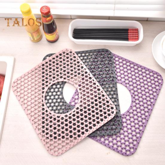 Silicone Sink Mat with Center Drain Heat-Resistant Flexible Non-Slip Design Easy To Clean Reusable Sink Protector Mat