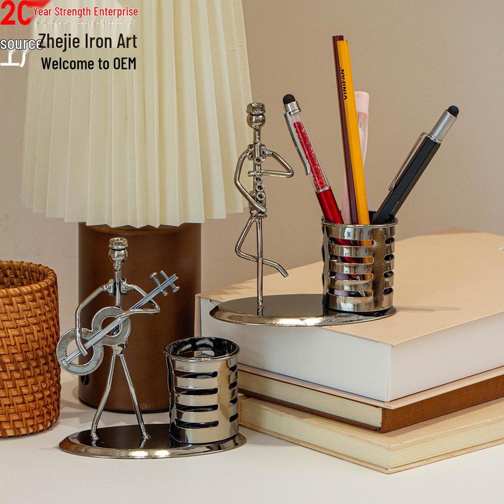Band Little Iron Man Wrought Iron Figurine for Home Decor and Wine Cabinet Decoration