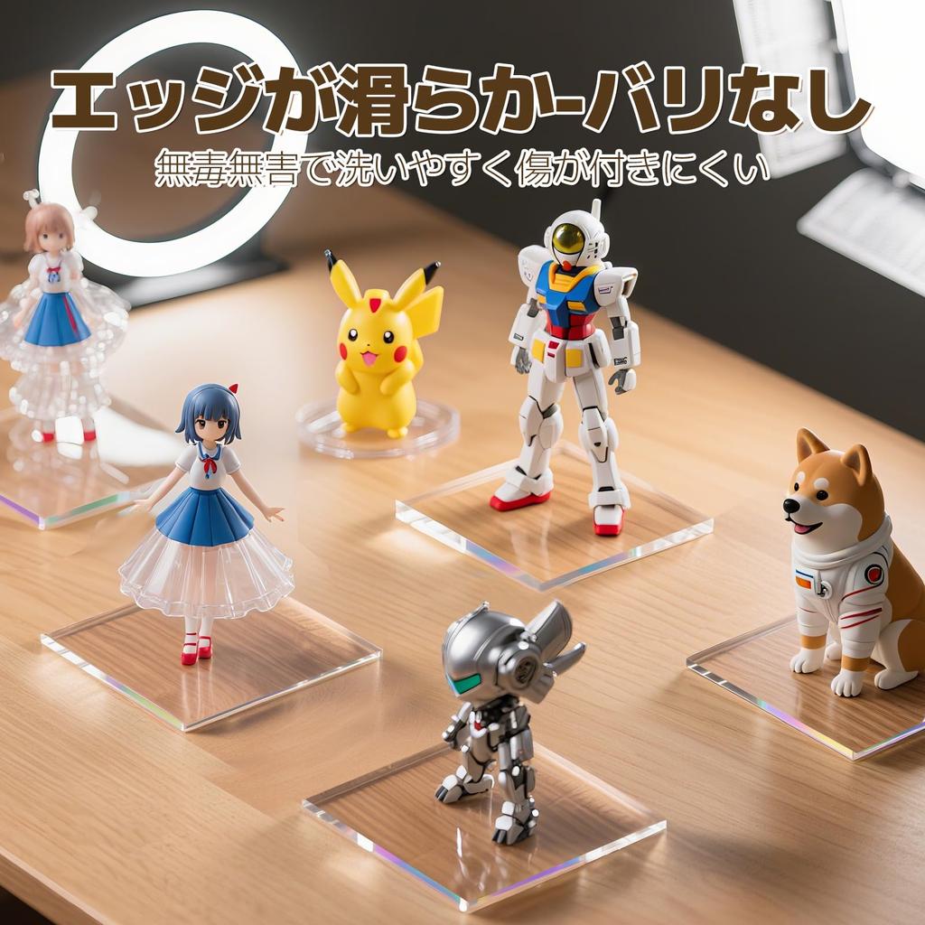 ziyue 6-Piece Acrylic Block Display Stand, 100mm Diameter x 10mm Thick, Square Acrylic Stand, Transparent Display Base