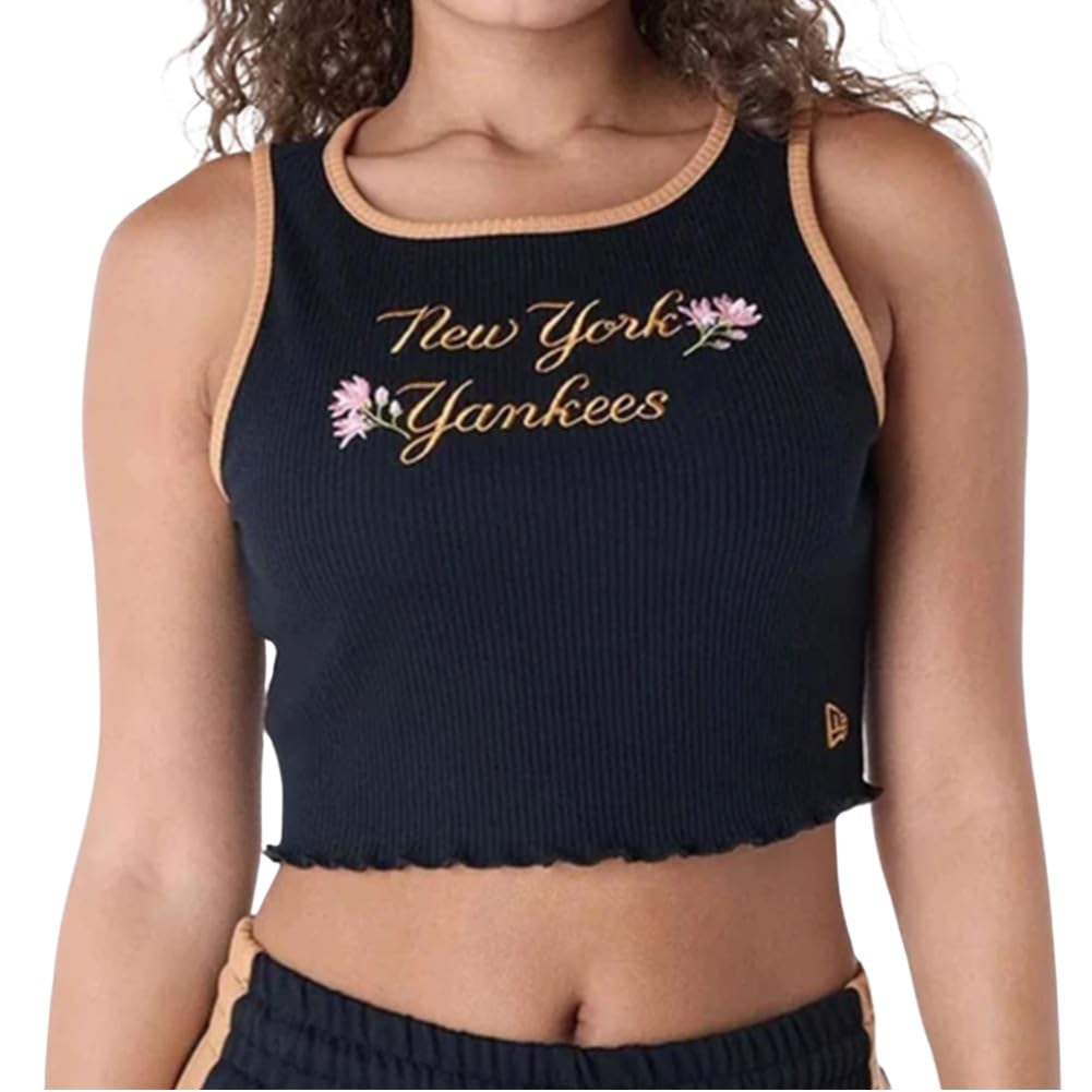 

Женская майка-топ в рубчик с цветочным принтом New Era MLB (Использовал)