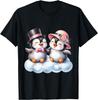 Süßes Pinguin-Paar auf Wolke Grafik-T-Shirt Entzückendes Valentinstagsgeschenk T-Shirt Unisex Tägliche Kleidung