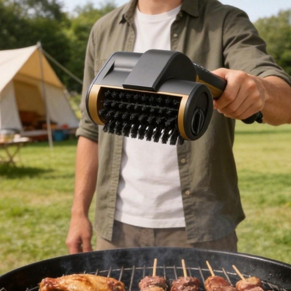 Spazzola Elettrica per Pulizia Griglia in Acciaio Inox con Luce LED Spazzola Rotante BBQ Griglia da Esterno