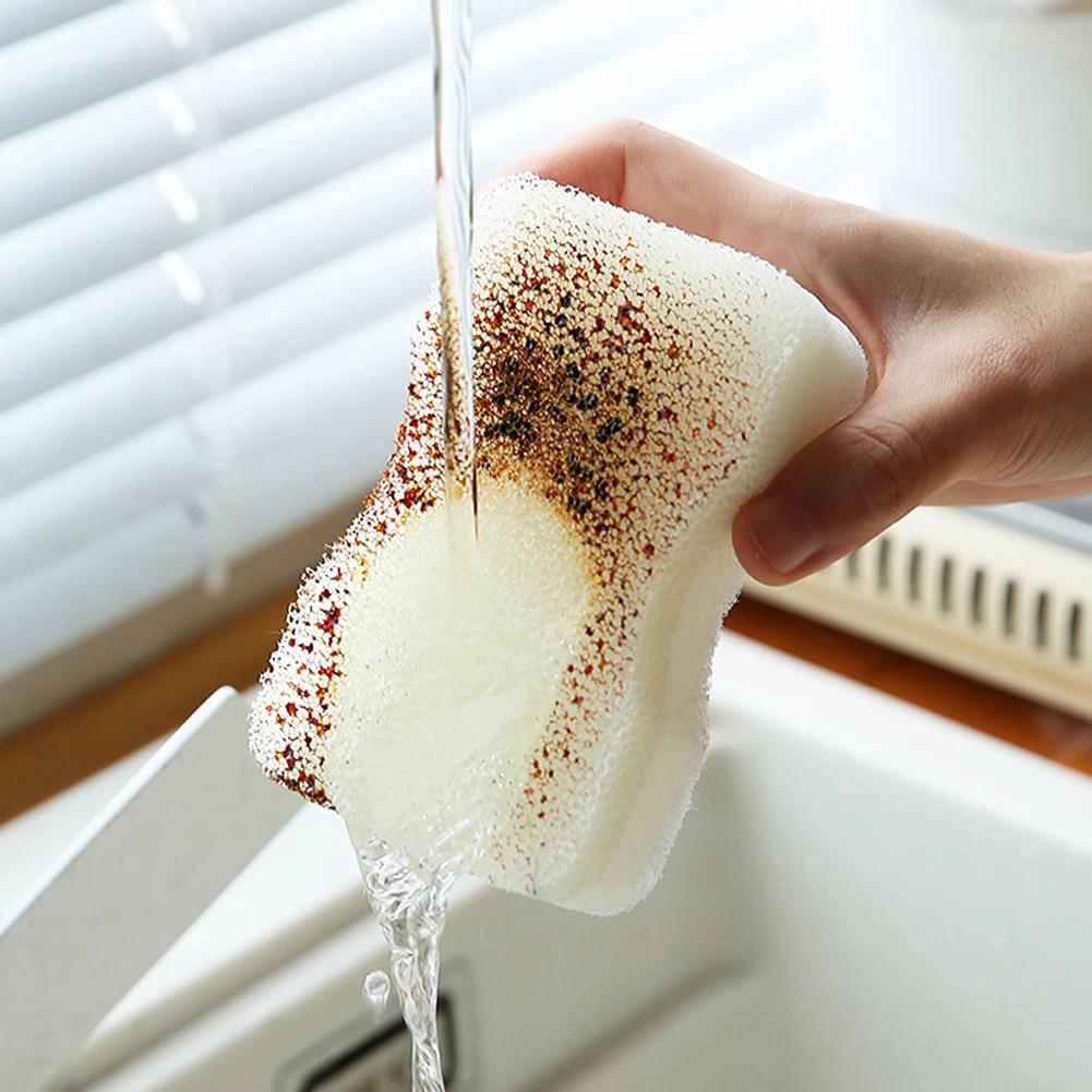 5PCS Sponge Rub Black Dish Sponge Scouring Pad Kitchen Cleaning Sponge Wiping Loofah Household Merchandises Cleaning Brushes