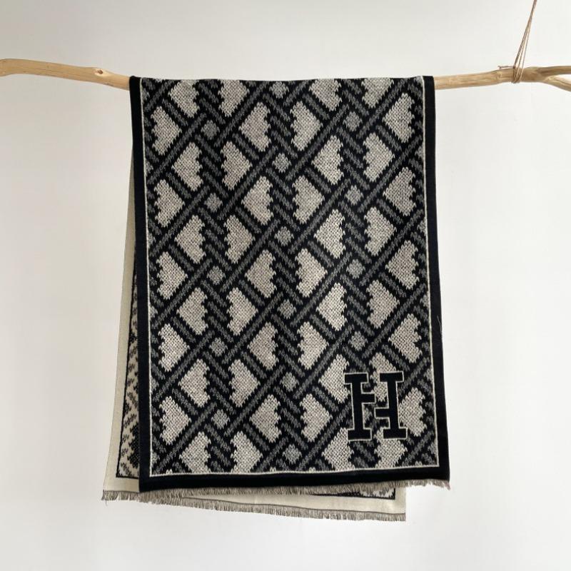 

Imitation cashmere scarf men s winter thickened warm shawl British men s long business casual versatile scarf decoration 185X65cm чёрный