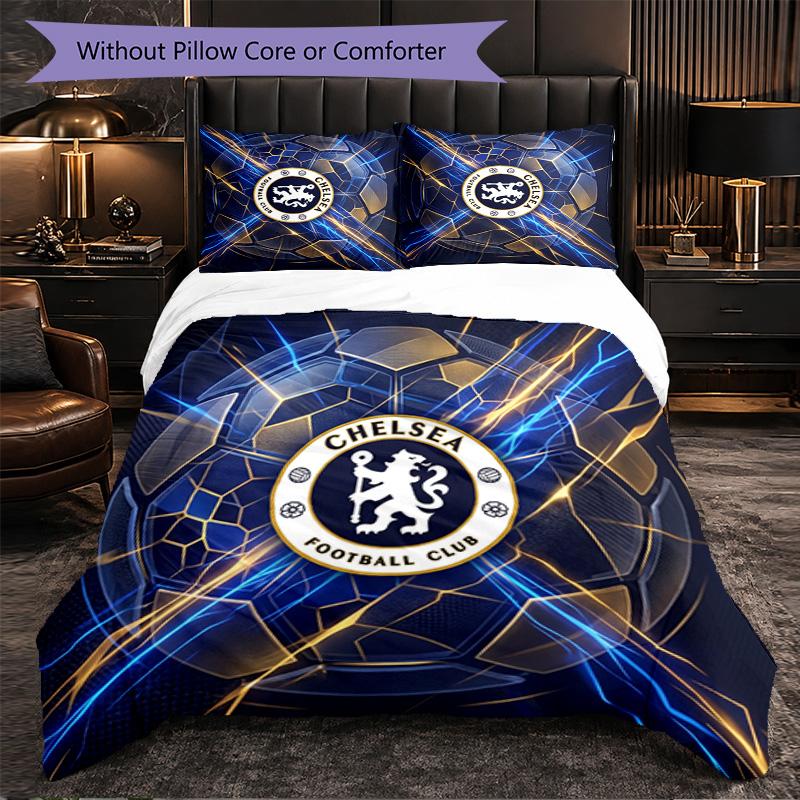 Set Biancheria da Letto Chelsea FC Modello 3 Pezzi Morbida Copripiumino in Microfibra con Federe per Camera da Letto
