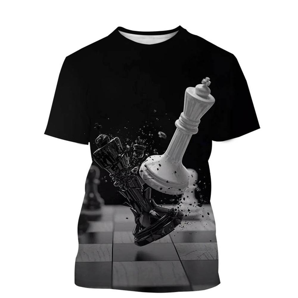 Newest Chess Game 3D Printing T Shirt Checkerboard Style Men's and Women's Casual Short-Sleeved T-Shirts