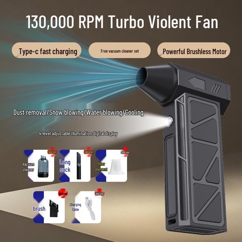 New Turbo Fan: High-Speed, Brushless Mini Handheld Blower for Camping and Dust Removal