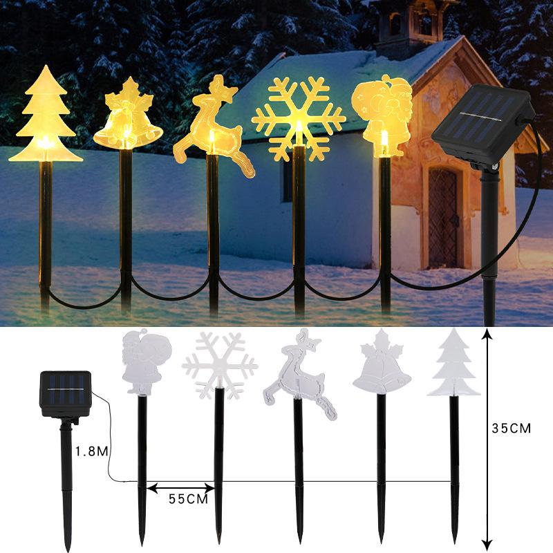 Christmas Solar Pathway Lights, Set of 5 Waterproof Landscape Christmas Lights, Stake Christmas Decorations, LED Lights for Yard Lawn Walkway Decor