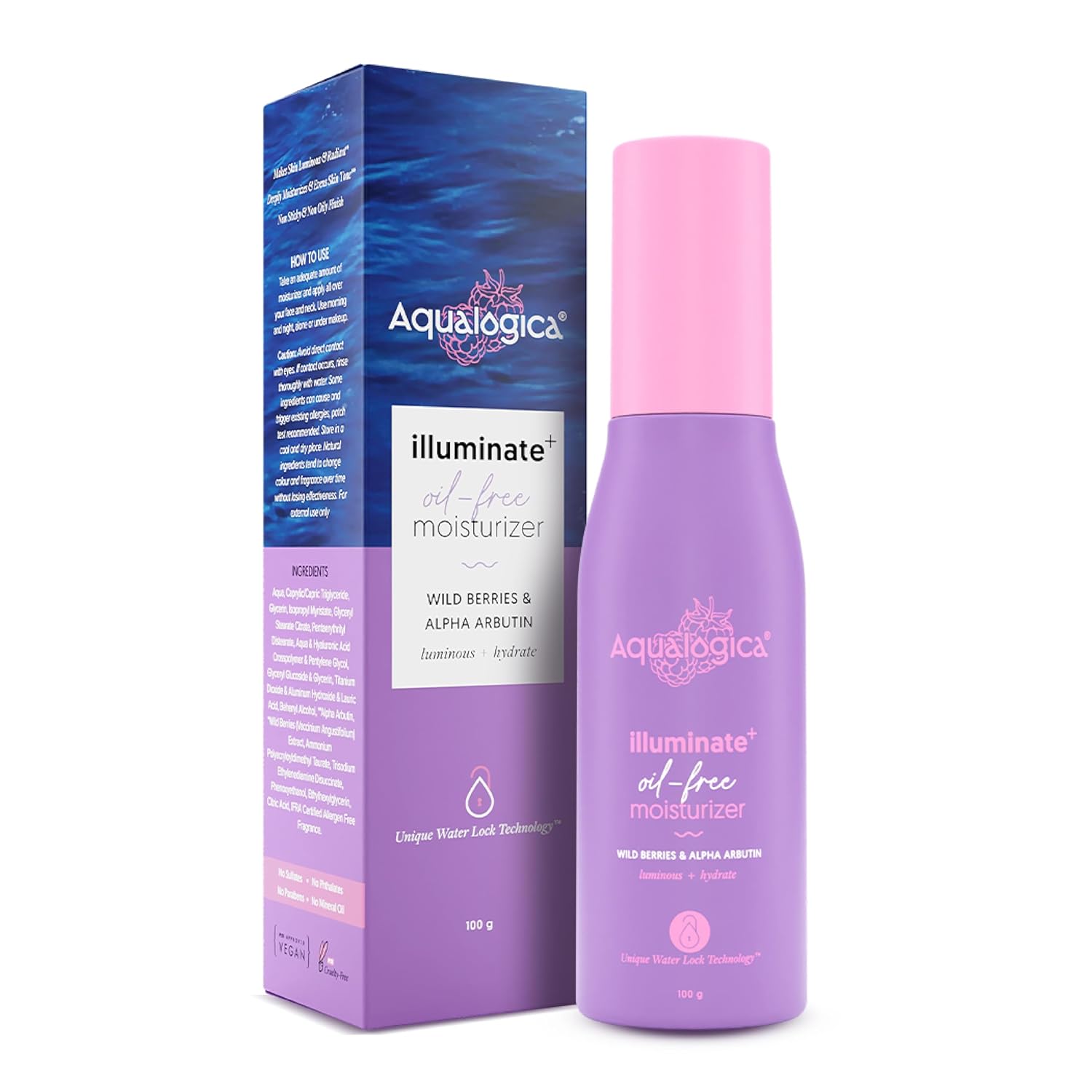 Aqualogica Illuminate+ Oil-Free Moisturizer 100 g Pack of 1 for Luminous Glow & Even Skin Tone