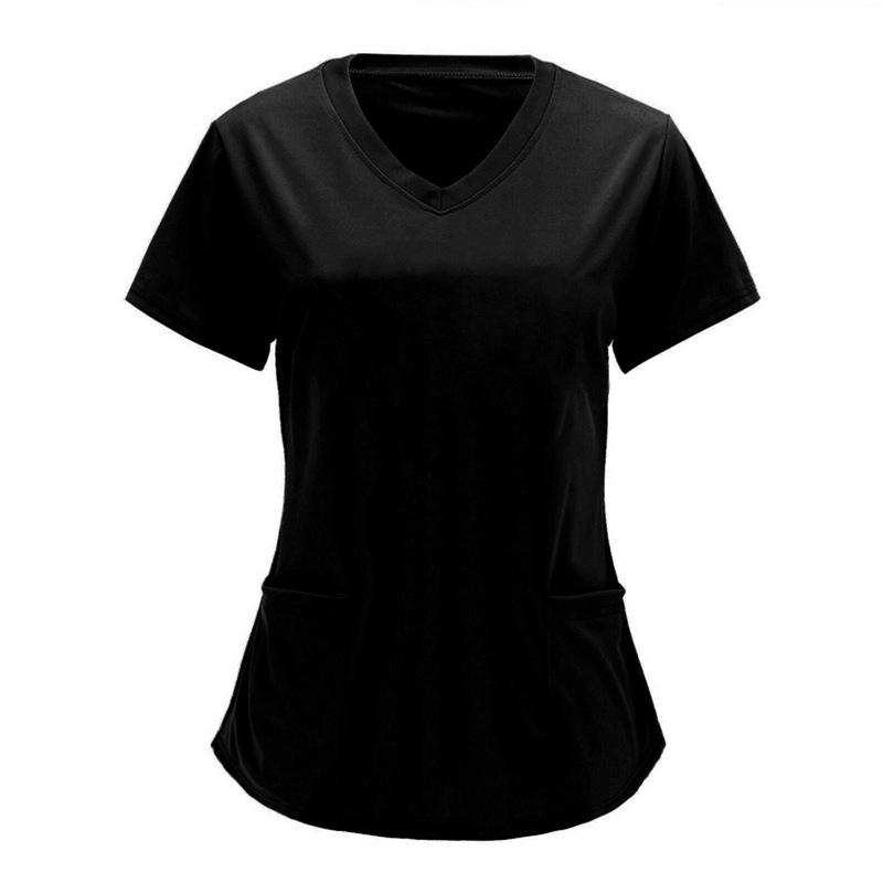 

Women s Cross-Border European/American Nursing V-Neck Solid Color Short-Sleeve Shirt with Large Pocket - Standard/Large Sizes L чорний