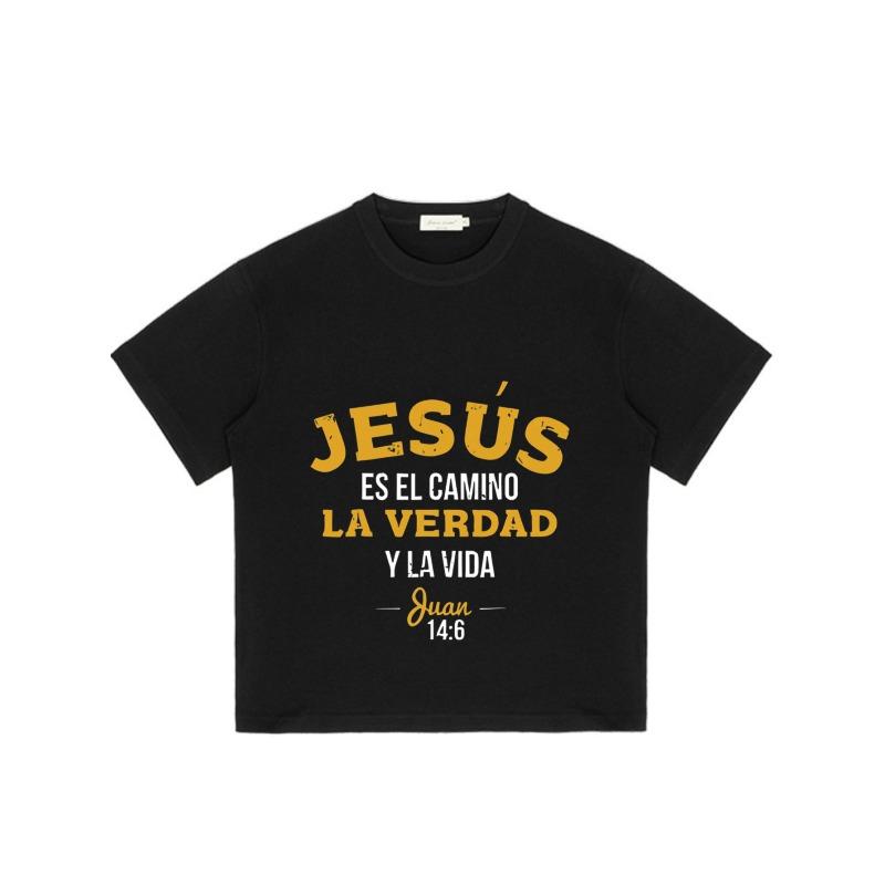 Jesus Is The Way The Truth and The Life John 146 Religious Christian Bible Verse Graphic Print Casual Wear for Men Women Daily Wear Church Outfit