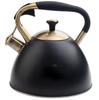 Traditional Stainless Steel Kettle 3L Loud Whistle Black and Gold GAS Induction