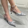 Fashion Bow Women Heeled Sandals High Heels Pointed Toe Slippers Slingback Shoes Summer 2025 New Trend Party Dress Sexy Pumps Mujer