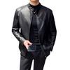 New Men's Slim Fit PU Leather Stand-Collar Jacket - Trendy Motorcycle Outerwear for Youth, Autumn/Winter.