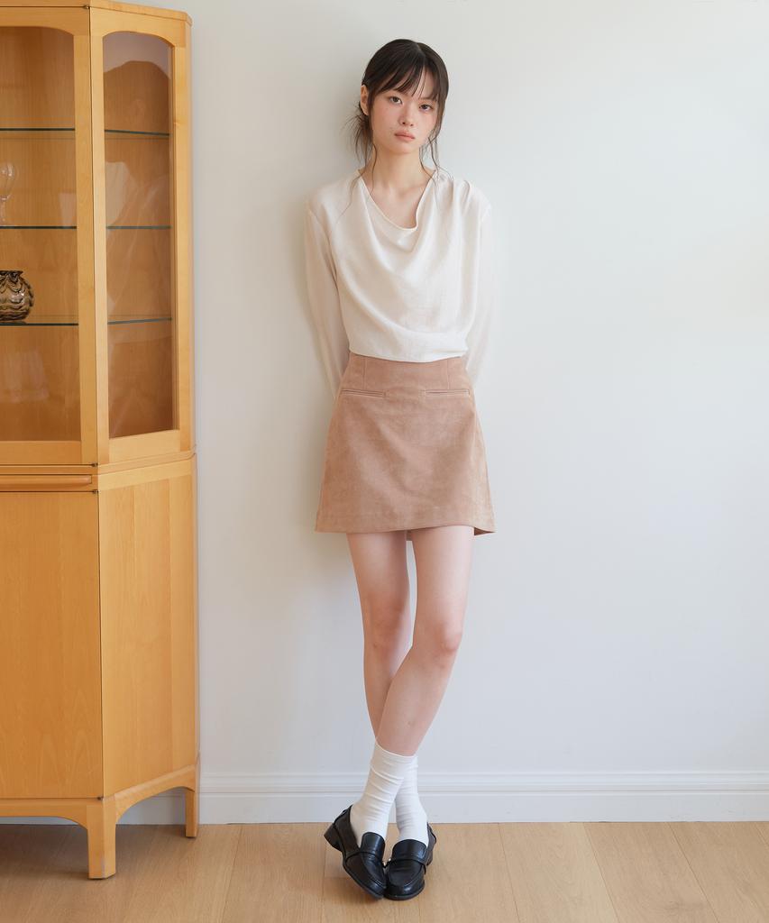 Yeoppe Suede Pocket Skirt_Beige