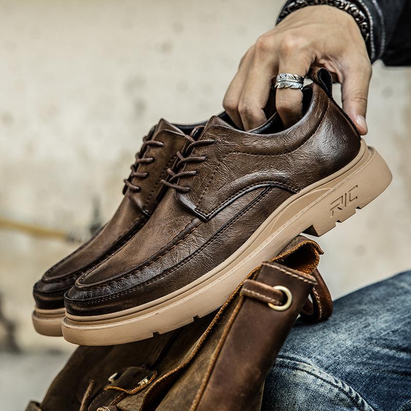 38-45 Scarpe in pelle casual alla moda in pelle antiscivolo resistenti all'usura di alta qualità Scarpe basse in pelle da uomo