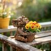 Antique Bronze Elephant Planter Pot Holding Pansy Flowers for Indoor Outdoor Garden Patio Home Decor Unique Gift for Plant Lover