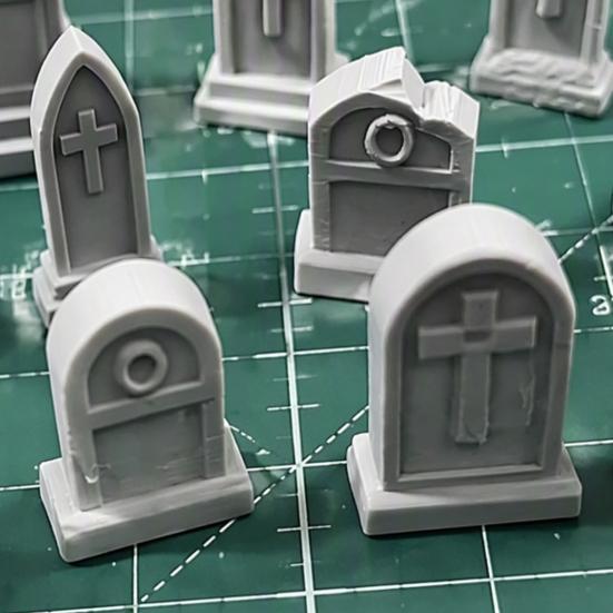 Miniature Scene Layout Accessories 14 Pcs Mini Tombstone Model, 3D Printed Cemetery Gravestone Scenery High Precision Props for Tabletop Gaming