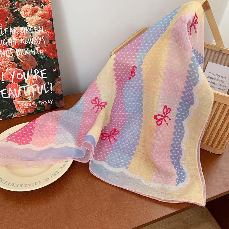 Beige Floral French Lace Triangle Scarf: Versatile Headscarf, Hairband, or Bag Accessory