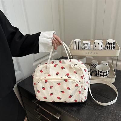2025 Autumn Women's Retro Corduroy Strawberry Crossbody Bag