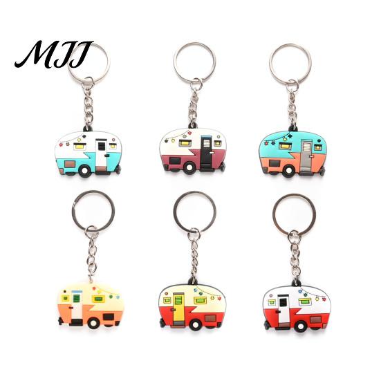 Cartoon Schlüsselanhänger Wohnmobil Form Schlüsselanhänger, Kontrastfarbene Schlüsselanhänger Zubehör für Langlebige Reiseanhänger, Emailliertes Metall Retro Wohnmobil