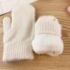 Double-layer Rabbit Hair Gloves Female Winter  Solid Color All Fingers Winter Women Gloves Warm Mittens