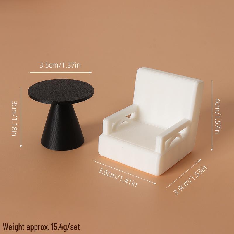 Dollhouse Miniature Living Room Sofa, Coffee Table & Chairs Set