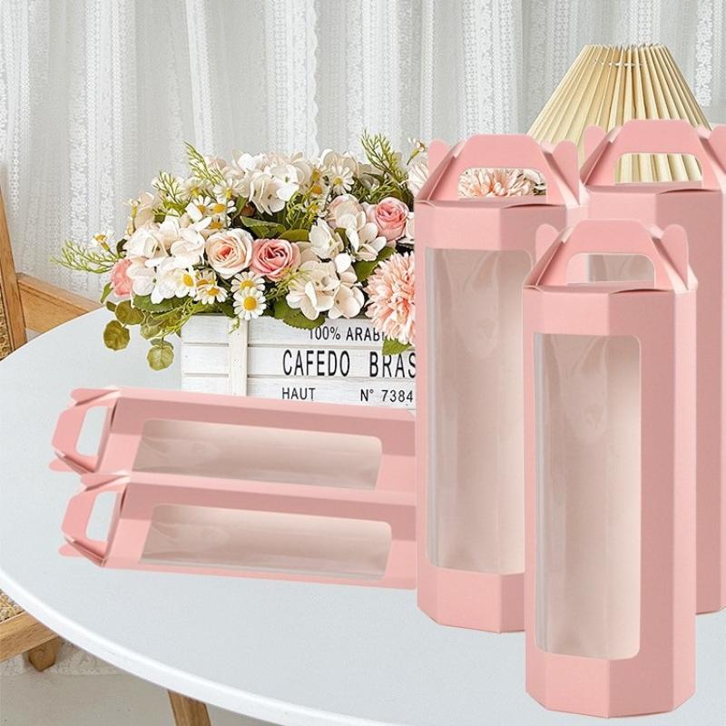 10Pcs Fashionable Octagonal Clear Window Gift Boxes For Flowers And Gifts, Birthday Wedding Valentine'S Day