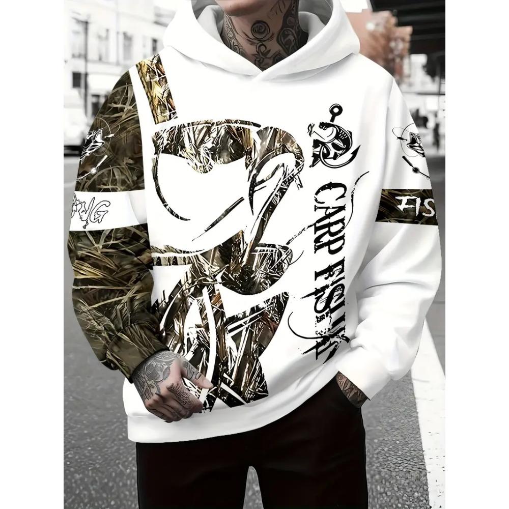 Camouflage Fishing 3D Print Hoodie Men Women Fashion Casual Hoodies Sweatshirt Outdoor Sports Tracksuits Pullover Men's Clothing