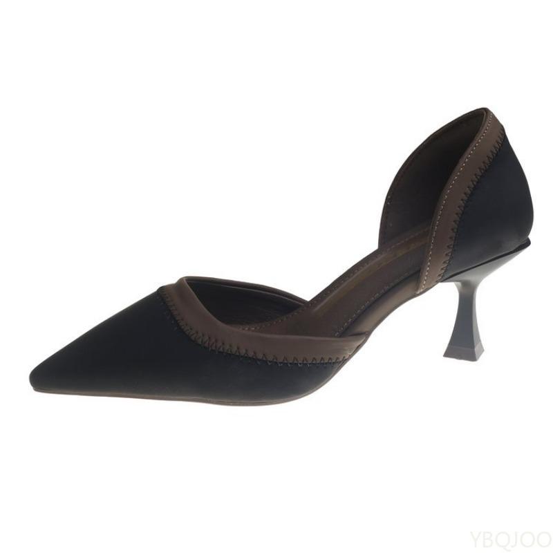 Fashion New Elegant Summer High Heels Pointed Women's Sandals Daily Casual Fine Heels Color Blocked Elegant Single Shoes