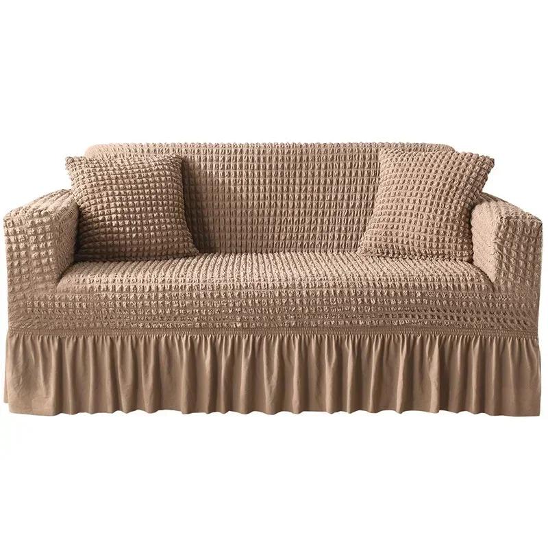 1/2/3/4 Seater Seersucker Sofa Slipcover High Stretch Couch Cover Thick Corner Sofa Protector Elastic Corner Couch Covers