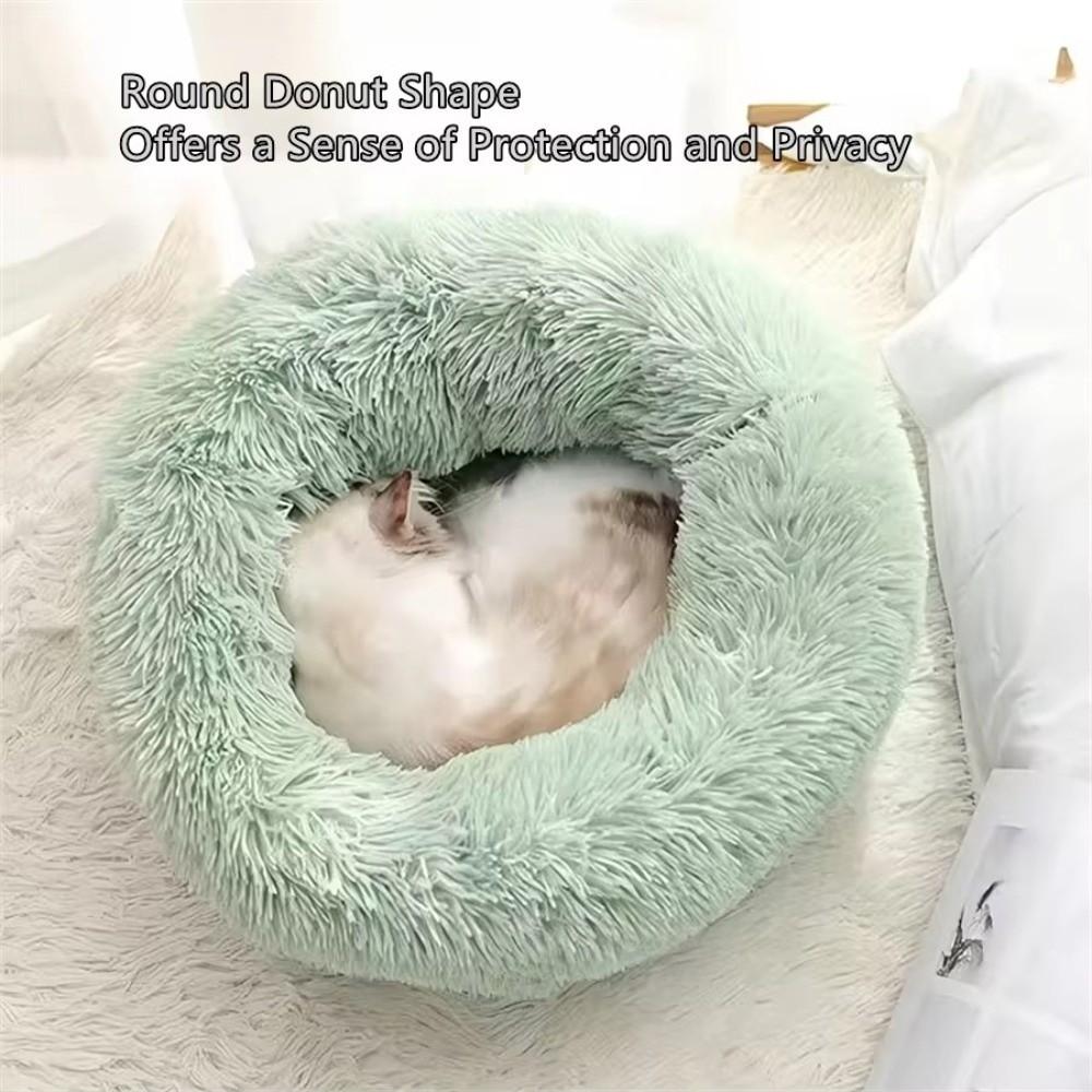 New Soft Pet Cat Bed Pad Warm Donut Round Dog Calm Bed Faux Fur Comfortable Sleeping Bed for Small Dog and Cat
