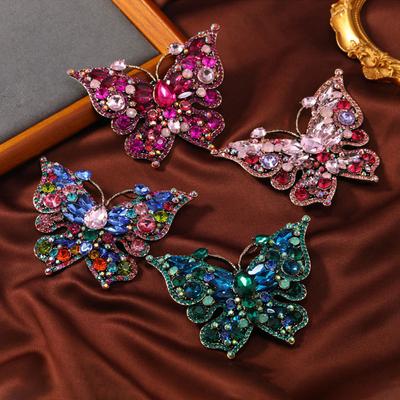 Creative Full Crystal Rhinestone Butterfly Big Brooch Retro Exaggerated Insect Coat Pin Clothing Accessories