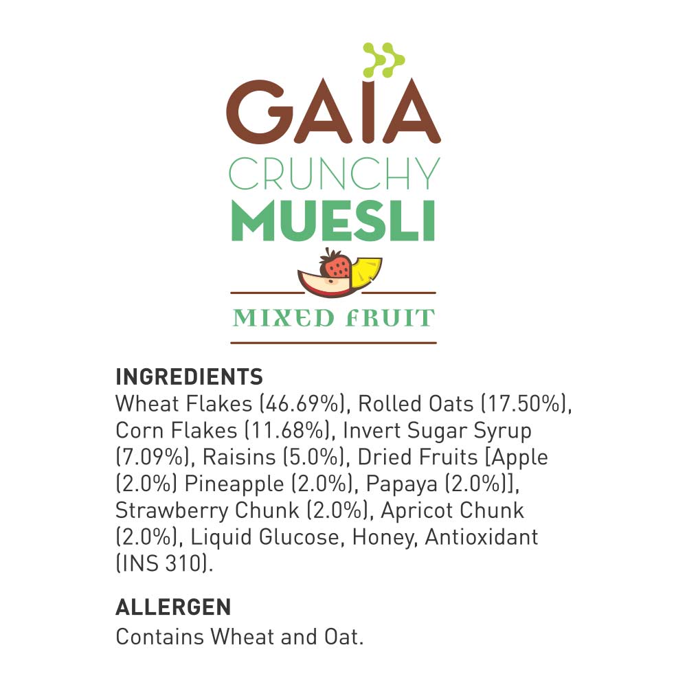 Crunchy Muesli Fruit Mix (1 Kg), Crunchy Muesli Mixed Fruit, Gaia